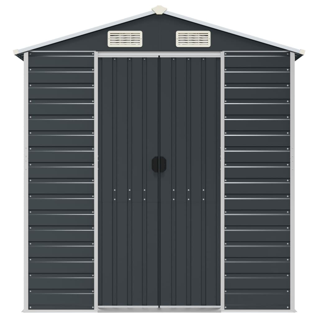 Gerätehaus Geräteschuppen Gartenhaus Garten Schuppen Metallgerätehaus Wetterfester Gartenschuppen für Fahrrad & Gartengeräte Anthrazit 191x215x198 cm Verzinkter Stahl