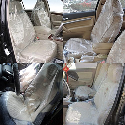 Teemall Car Disposable Plastic Waterproof Seat Cover Protector Mechanic Valet 100pcs
