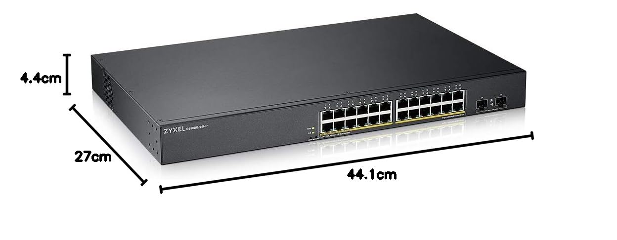 Zyxel Switch PoE Gigabit de 24 Puertos | Gestión Inteligente | 24x PoE+ con 170W Budget + 2X SFP | Montaje en Rack | VLAN, IGMP, QoS | Ethernet Network Splitter | GS1900-24HP