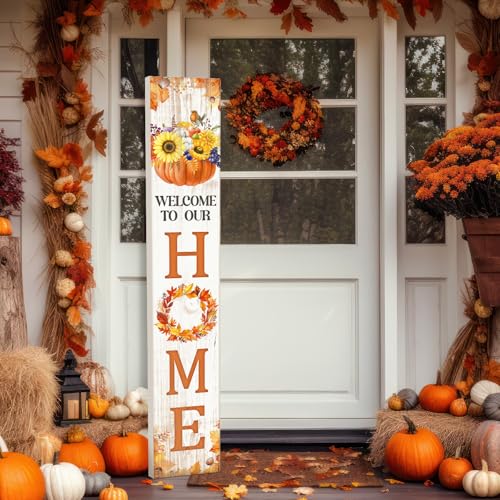 Farmhouse Thanksgiving Welcome Porch Signs 47" Wooden Fall Thanksgiving Decorations