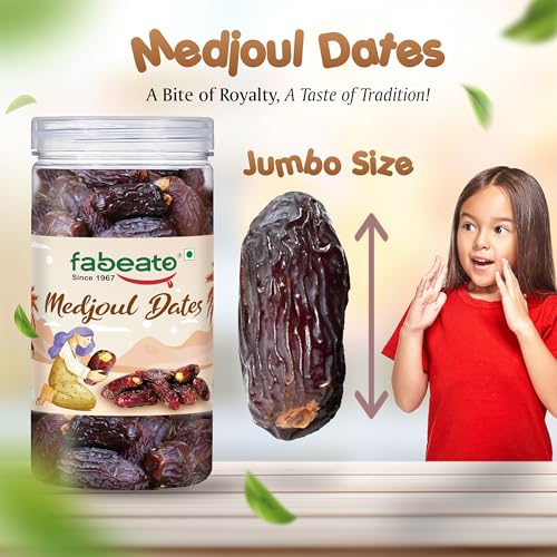 Image of Fabeato Jumbo Medjoul Dates 400g |100% Natural, No Additives, Khajur, Khajoor, Dry Dates, Healthy Snack, Rich in Fiber,Potassium, Antioxidants & Essential Nutrients (Medjool)