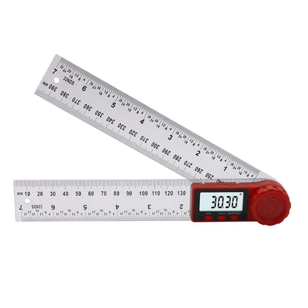 PUXZYAX Clear Display Goniometer Ruler Digital Angle Steel Ruler Electronic Protractor Makes Measurements Effortless Durable and Sturdy. Can Measure Etc, Red, 0-200mm