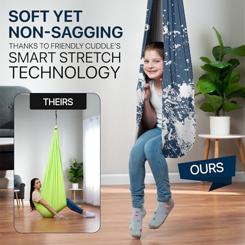 Image of Indoor Sensory Swing for Kids or Outdoor - Holds 300lbs, Double-Layer, & 360 Swivel, Calming Compression Therapy Swing Hammock for Kids & Adults with All Hardware - Sensory-Motor Toys & Gifts