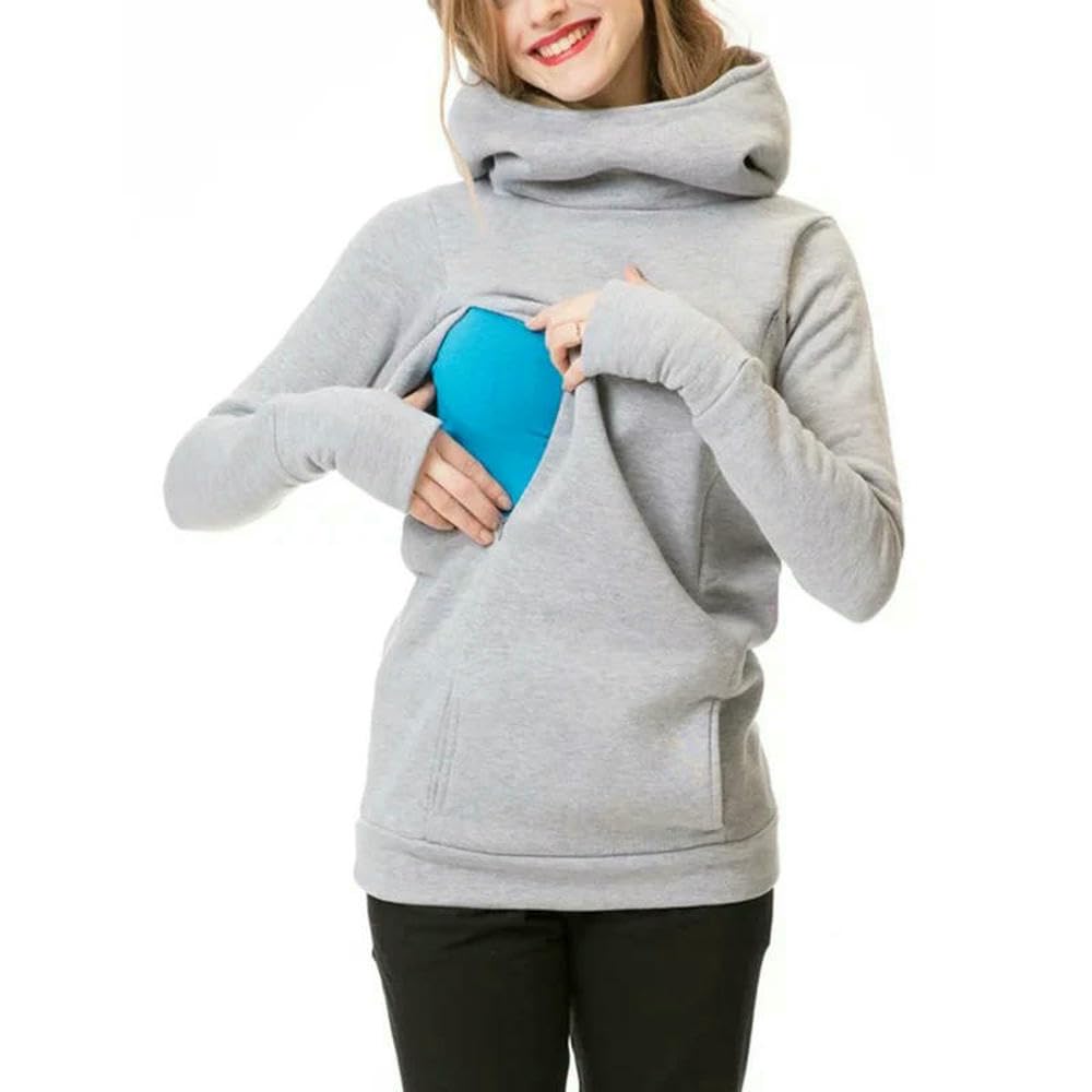 GLDFW bluza ciążowa na jesień i zimę do karmienia z długimi rękawami bluza z kapturem dla kobiet w ciąży sweter z kapturem dla kobiet w ciąży