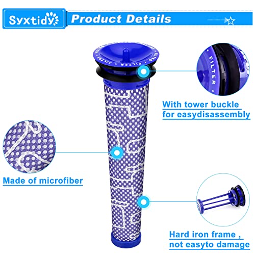 Image of 4 Pack Pre Filter Replacements for Dyson Animal Absolute V7 V8 V6 DC58 DC59 Motorhead Total Clean Cordless Vacuum Cleaner,Compare to Part # 965661-01
