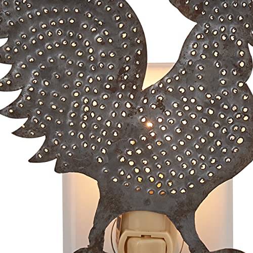 Rooster-Tin-Night-Light-Primitive-Rustic-Metal-Farmhouse-Country-Lighting Rooster Tin Night Light Primitive Rustic Metal Farmhouse Country Lighting