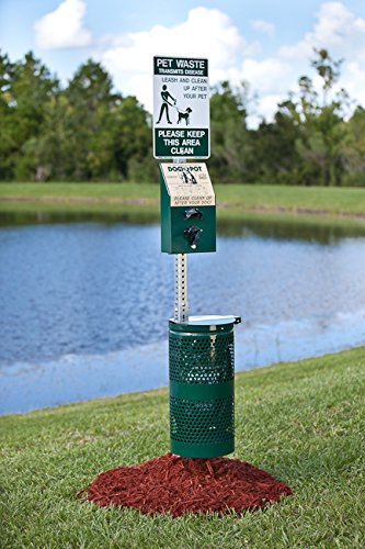 212 Main Aluminum Pet Station with Aluminum Trash Can, Forest Green