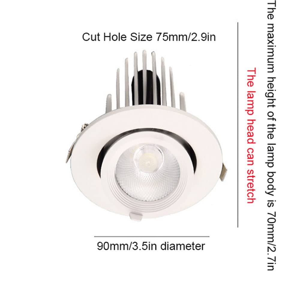 12 Sztuk 3,5-Calowej Lampy Wpuszczanej Led Z Gimbalem, Obrotowa, Regulowana Lampa Wpuszczana W Źrenicę Oka, 10 W/20 W/30 W/40 W, Lampa W Kształcie Trąby Słonia,