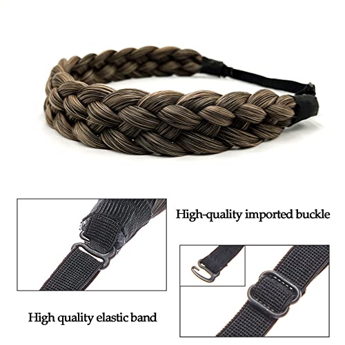 TOECWEGR Braided Hair Band 5 Strands Braids Hair Scrunchie Classic Chunky Elastic Synthetic Headband Women's Beauty Accessories (Light Black Yellow) - Image 3