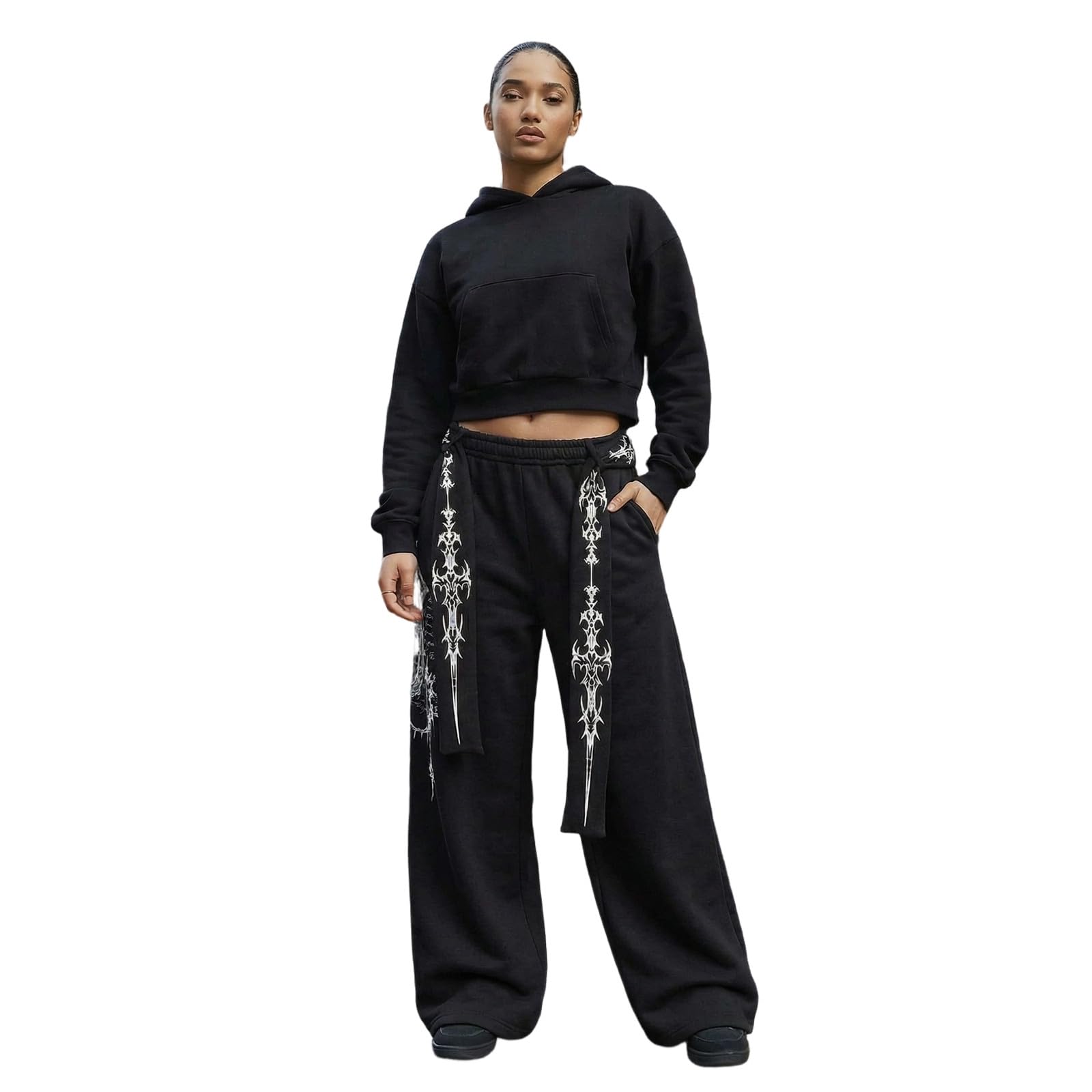 Amerikanische Retro-Jogginghose mit Buchstabenprint, Schnürung Geschwungenem Bein, Trendige Unisex-streetdance-Freizeithose, Figurformende Locker Sitzende Lange Hose Relax Hose Herren