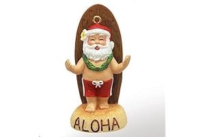 Island Heritage Santa's Longboard Hawaiian Mele Kalikimaka Ornament