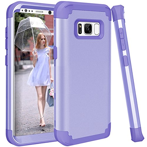 Phone Case for Samsung Galaxy S8 Hard Cover Shockproof Soft Silicone Bumper Hybrid Three Layer Defender Heavy Duty Protective Cell Accessories Glaxay S 8 8S Edge SM-G950U Cases Women Girl Purple