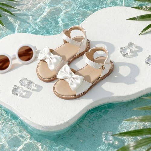 Image of THEE BRON Toddler Girls Sandals Wedding Flower Girl Dress Shoes Open Toe Flats