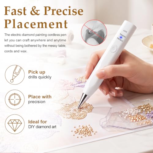 Image of Philorn Electric Diamond Art Pen, Wireless Vacuum Pen for Diamond Painting