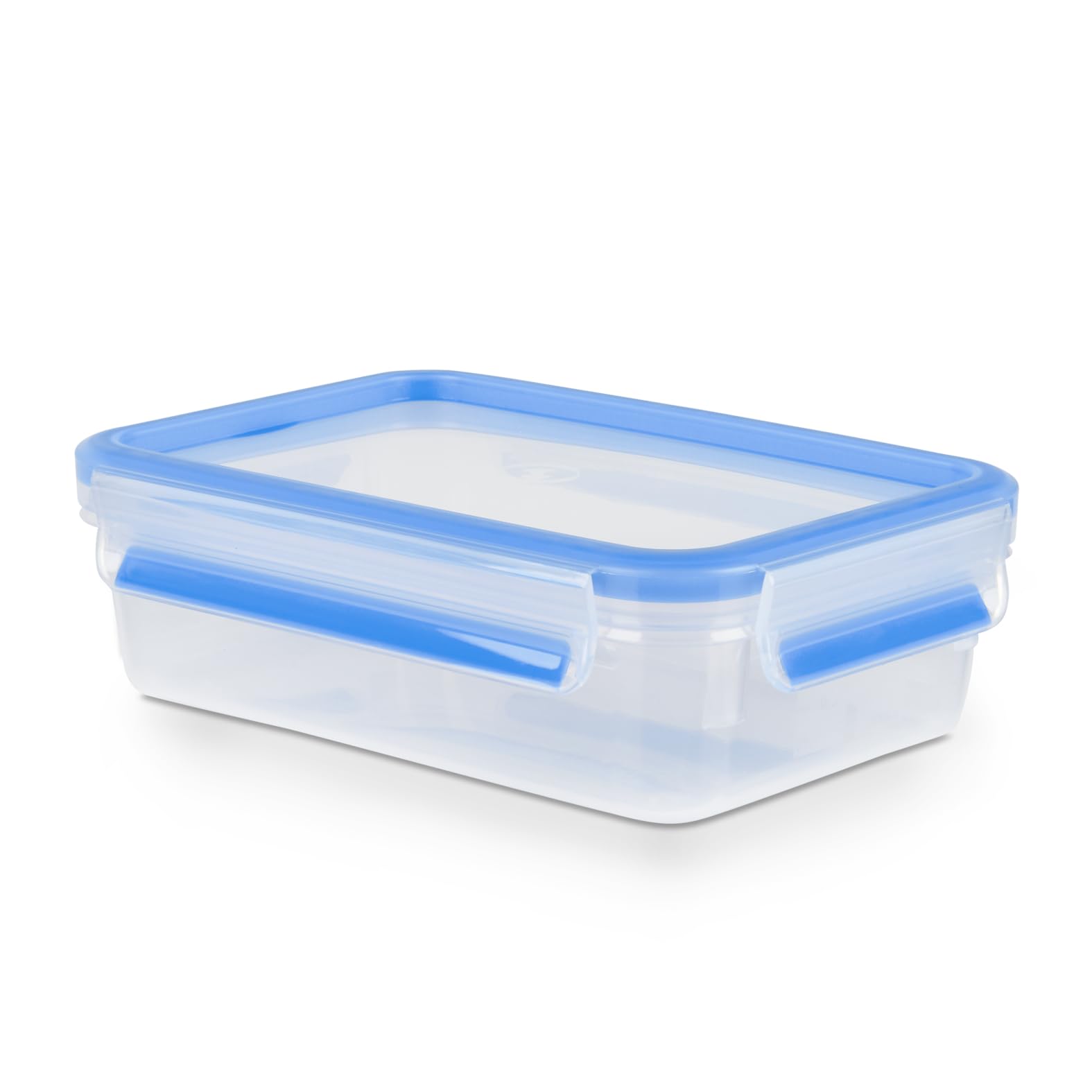 EMSA Clip & Close Frischhaltedose, rechteckig, 0,8 L, mit Deckel, Aufbewahrungsbox, 100 Prozent dicht, spülmaschinen-, gefrier-, mikrowellenfest, Transparent, Blau, Made in Germany, 508539