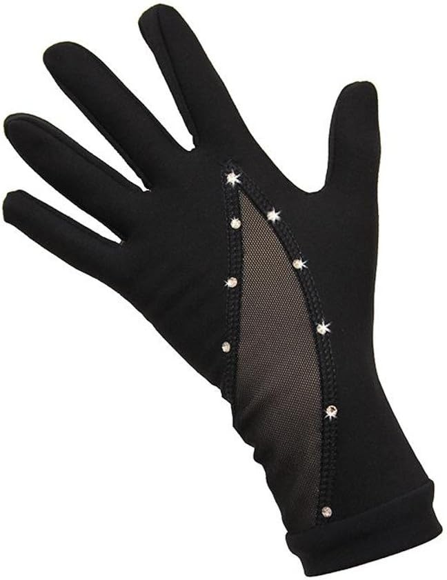 Thermal Figure Skating Gloves with Rhinestones Svarowski (Black)