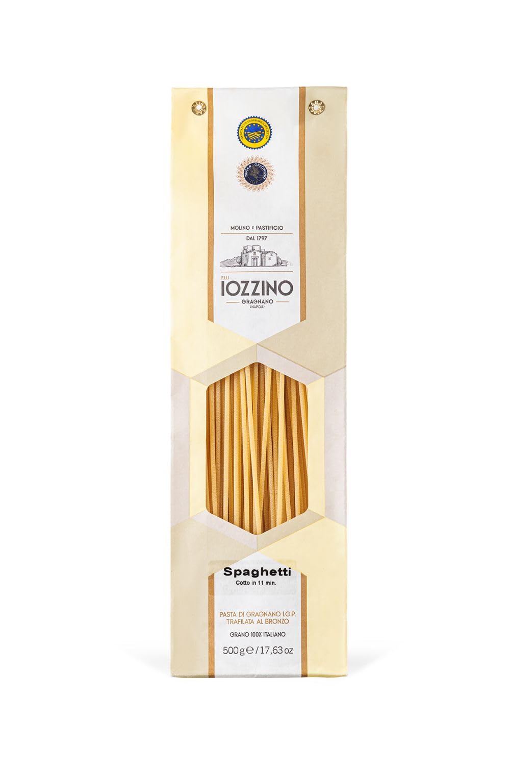 Pastificio F.lli Iozzino - Pâtes de Gragnano IGP - Formats de pâtes longues 3Kg (6x500g) | 1 Kg linguine + 1 Kg spaghetti + 1 Kg spaghetti alla chitarra |