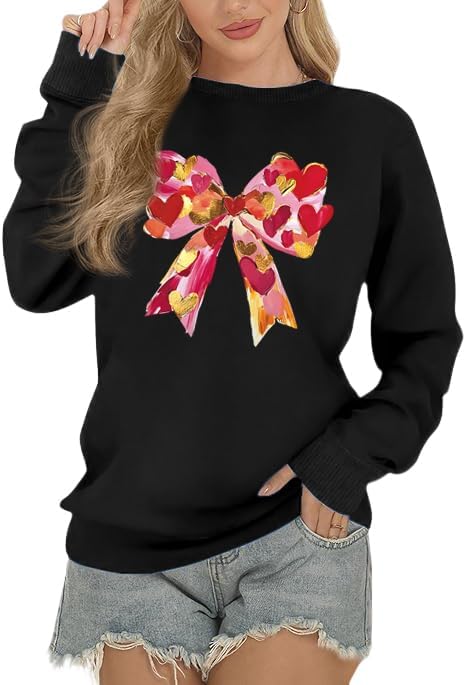 hohololo Valentines Day Sweatshirt Women Valentine Shirts Love Heart Long Sleeve Tops Oversized Crewneck Pullover - Image 4