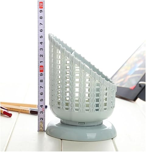 Miniatura 8 de REVGOZU Portalápices y portalápices grande Caja de almacenamiento de plástico Partición grande ahuecado Soporte para bolígrafo de ratán de imitación