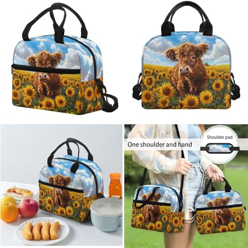 Highland Cow Kids Backpack for Girls Elementary School with Lunch Box Pencil Case, Cute Bookbag Set for Girls Boys Large School Bag for Primary Elementary Junior School Student4