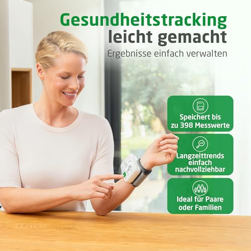 medisana BW 355 Handgelenk-Blutdruckmessgerät, Blutdruck- und Pulsmesser mit Ampel-Skala und Speicherfunktion für 2 Benutzer, Blutdruckmanschette mit Aufbewahrungsbox