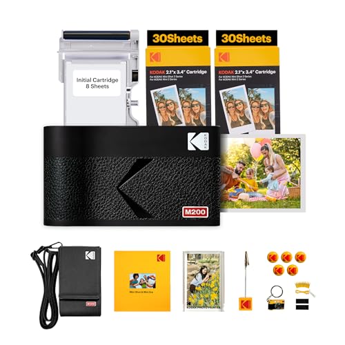 KODAK Mini 2 ERA 4PASS Portable Photo Printer (Black, Printer + Initial 8 Sheets + 60 Sheets + Accessories)