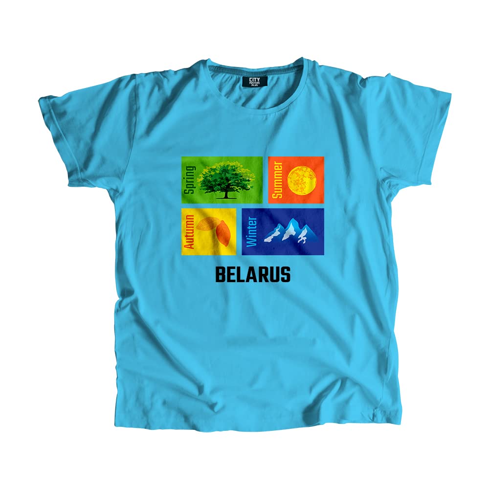 T-shirt Belarus Seasons Sky Blue unisexe anti-irritation doux pour peaux sensibles