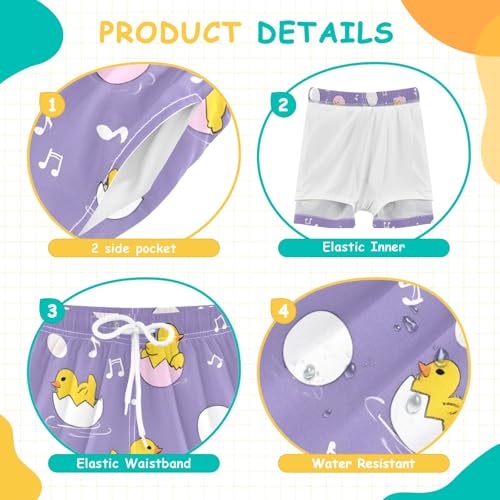 Bolaz Toddler Boys Swimwear Swim Trunks with Compression Liner 4T Duck Egg Purple4