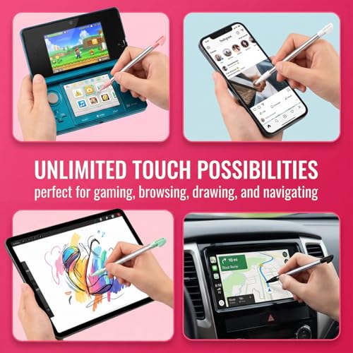 AJNZAU 4 Pièces 3Ds Stylo Télescopique en Métal pour Écran Tactile, Appareils De Navigation, 3Ds, DS Lite, Consoles (Noir, Blanc, Rose, Bleu) – vue 2
