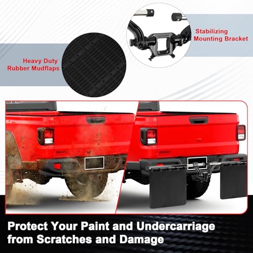 Image of PSLER 2'' Replace 00108 Hitch Mounted Mud Flaps Rock Guards for Towing for Trucks Universal for most Vehicles with Width and Height Adjustments