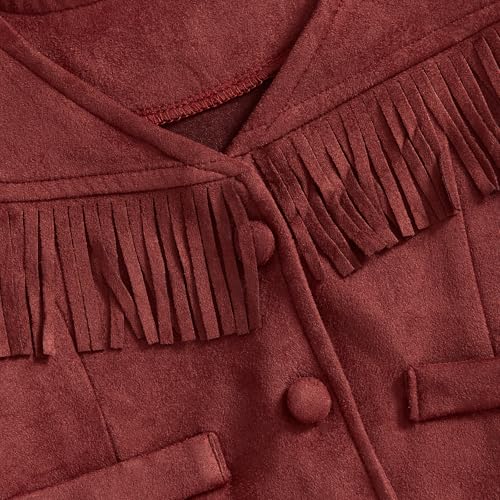 Kids Baby Boy Girl Faux Suede Vest Top Vintage Tassel Wasitcoat Western Cowboy Cowgirl Sleeveless Outwear 1-7T4