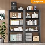 72" Storage Shelving Unit, Heavy Duty 5-Tier Adjustable Metal Rack, Standing Utility Shelves for Garage, Basement, Pantry, Kitchen, Warehouse, 3000 lbs Capacity, 72" H x 35" W x 16" D, Black - Image 2