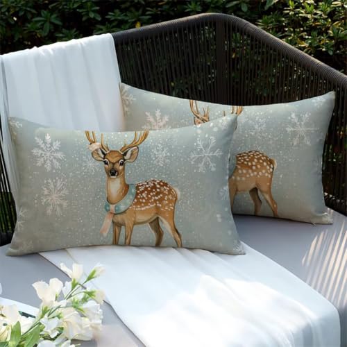 Housse coussin en lin double face bleu 40x80cm de qualité - 4