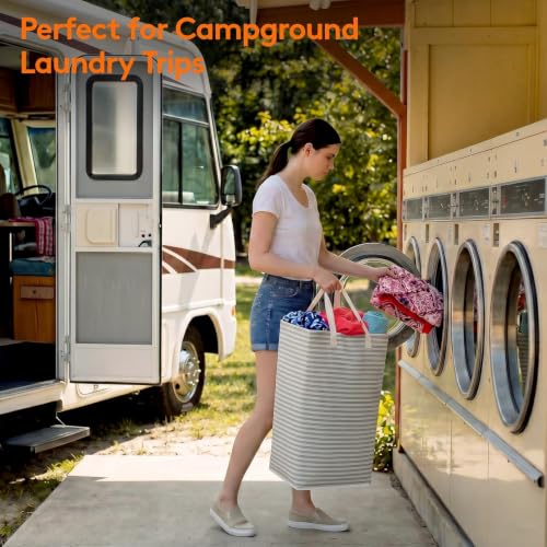 Image of Lifewit 2 Pack Laundry Basket 80L Each, Collapsible Clothes Hamper with Reinforced Handles, Freestanding Waterproof Design for Bedroom and Laundry Room, Grey 160L Total