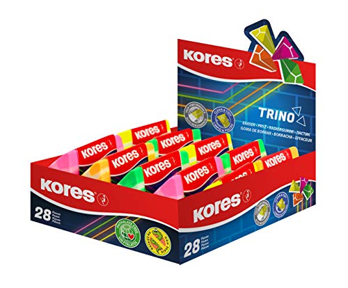 Goma de borrar Kores Design Trino triangular para dibujo técnico y oficina 28 uds