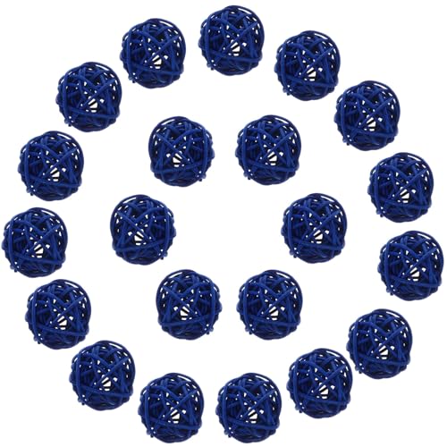 Veemoon Bolas de Ratán Decorativas Tejidas 20 Piezas Color Azul Oscuro 3 CM Decoración para Hogar Fiestas y Centros Comerciales Accesorios Originales para Eventos y Fotografía