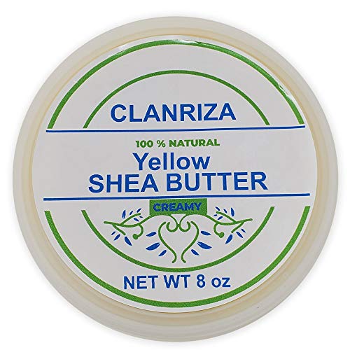 Clanriza African Shea Butter Premium 100% Natural Creamy Yellow - Daily Smooth Moisturizing and Rejuvenating Skin Cream - Hair, Body Skin Care for Men's Products - Size 8 Oz