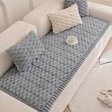 Homcomodar Thick Sofa Cover Soft 2 3 4 Seater Sofa Covers Washable Non-Slip Couch Covers Sofa Slipcovers Furniture Protector for Living Room Pet Couch Cover (Grey 70x150cm