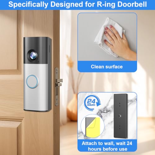 Image of 2026 Upgrade Metal No-Drill Adhesive Mount for Ring Newest 2026 Battery Doorbell /Plus /Pro, No Drilling Wireless Video Camera Door Mounting Holder Bracket Accessories for Apartments Office Houses