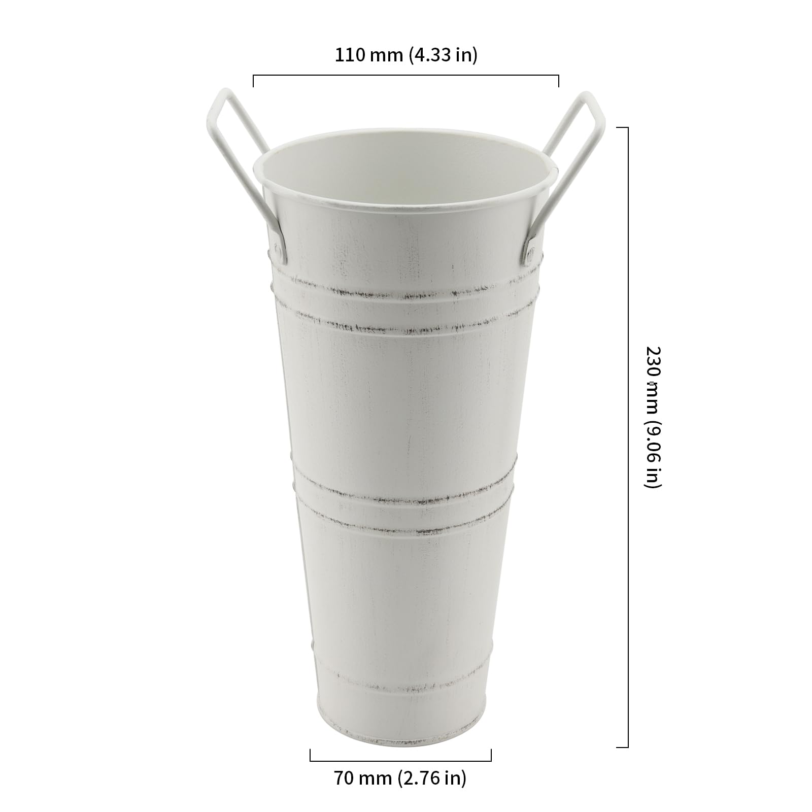 DAKFOOK 4 Pack Galvanized Metal Flower Vases, 23cm Height Beige Farmhouse French Bucket with Handles, Galvanised Vase Rustic Metal Flower Bucket for Wedding Table Centerpiece Decorations - Image 2