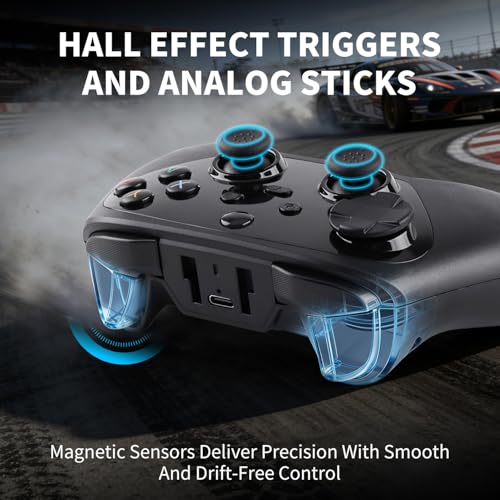Image of NITHO KARMA Wireless Controller Compatible with Switch, Switch 2, PC, iOS and Android, Gamepad with Hall Effect Triggers and Sticks, Programmable Back Buttons, Turbo, Motion Control and Dual Vibration - Black