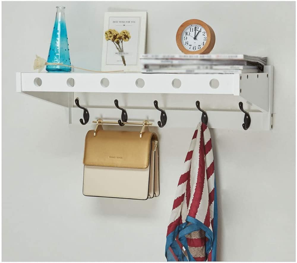 Perchero De Puerta Para Ropa Estantes Flotantes De Madera Y Repisa, Perchero Con Clavijas De Metal Gancho Para Organizador De Almacenamiento Decorativo Para Dormitorio De Entrada Coat Hooks Wall Mount