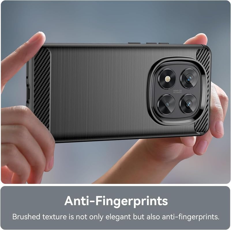 Image of NPRC Hybrid Ultra Slim Protective Case TPU Non-Slip Carbon Fiber Texture Shockproof Case Cover for Redmi Note 14 Pro - Black