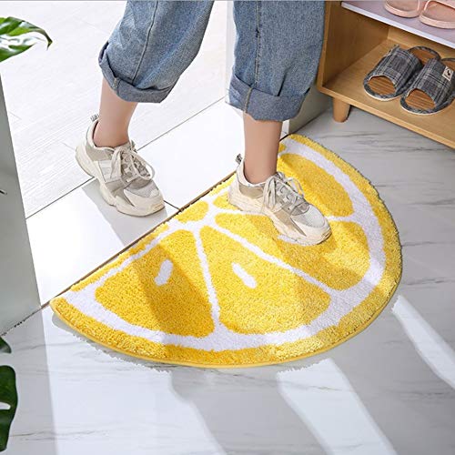 Ukeler Home Entrance Rug Half Round Yellow White Door Mat Dirt Trapping Rugs Non Slip Absorbent Bath Rugs Bathtub Mat For Kids, 31.5''X19.7'' #TOP2