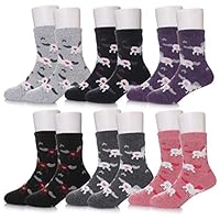 LANLEO Kids Wool Socks For Toddlers Boys Girls Hiking Winter Warm Cozy Thick Heavy Thermal Crew Boot Socks 6 Pairs