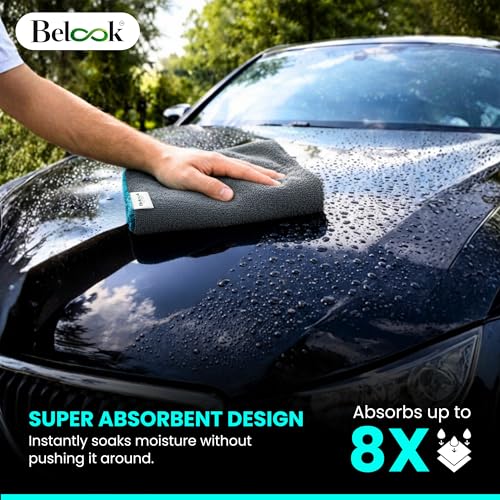 Image of Microfiber Cloth for Car 1100 GSM 40x60 cms 1 Pc Grey /Green Twisted Loop Super Absorbent Towel | Edgeless Plush Pile Design for Lint & Scratch Free Cleaning, Drying & Detailing | Safe for paint