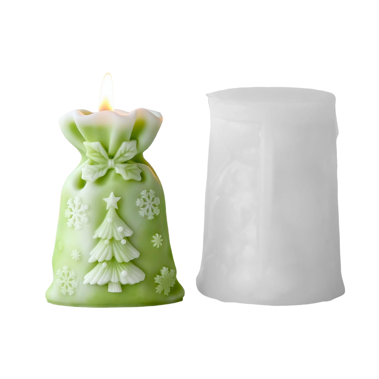 Gift Bag Candle Mould,1PC Christmas Silicone Moulds for Candle Making,Xmas Tree Snowflake Candy Chocolate Fondant Molds Epoxy Resin Moulds for Handmade Soap Aromatherapy — image 1
