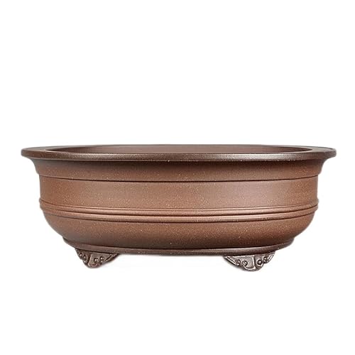 Maceta para bonsái sin esmaltar, forma ovalada de 13 pulgadas, refinada hecha a mano por artistas antiguos de China hecha de famosa arcilla Yixing para el hogar, jardín, bonsái.