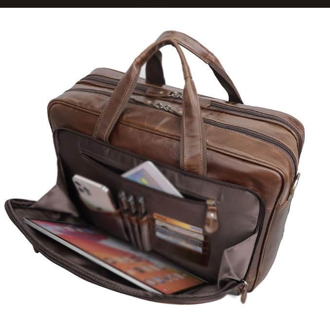 European and American vintage leather men's bags factory wholesale business leather briefcase handbags4