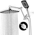 Jcrob 12 Inch Shower Head With Handheld, High-Pressure Rain/Rainfall Shower Heads With 3+1 Settings Handheld Spray, Including 3-Way Diverter, Extension Arm - Height/Angle Adjustable(Chrome)
